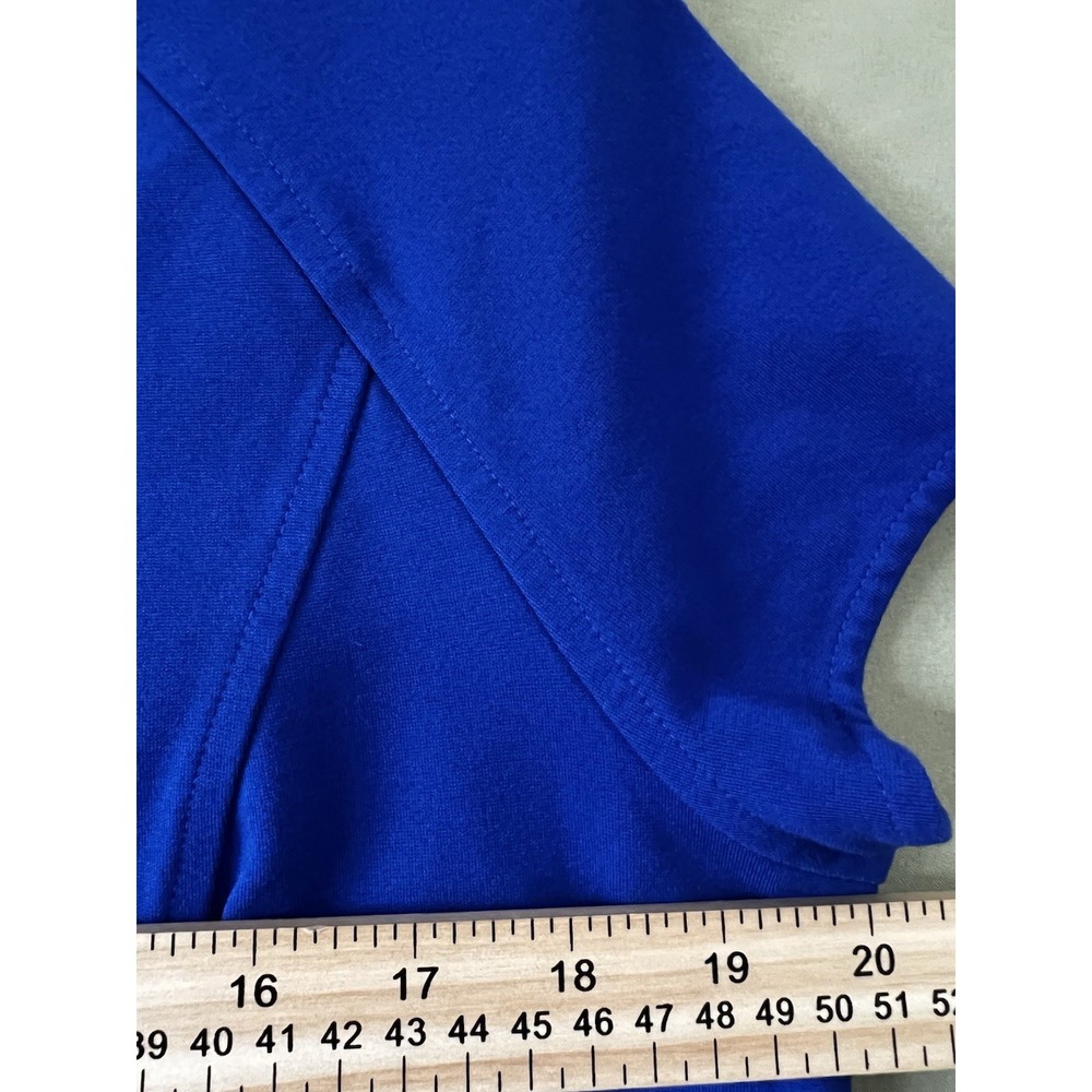 Liz Claiborne Peplum Top - Blue Short Sleeve Career Blouse - Large - Picture 4 of 11